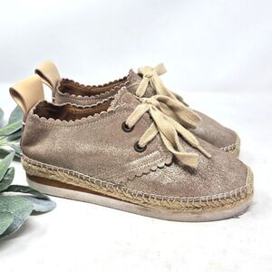 SEE BY CHLOE Glyn Scalloped Metallic Espadrilles Sneakers Size 37